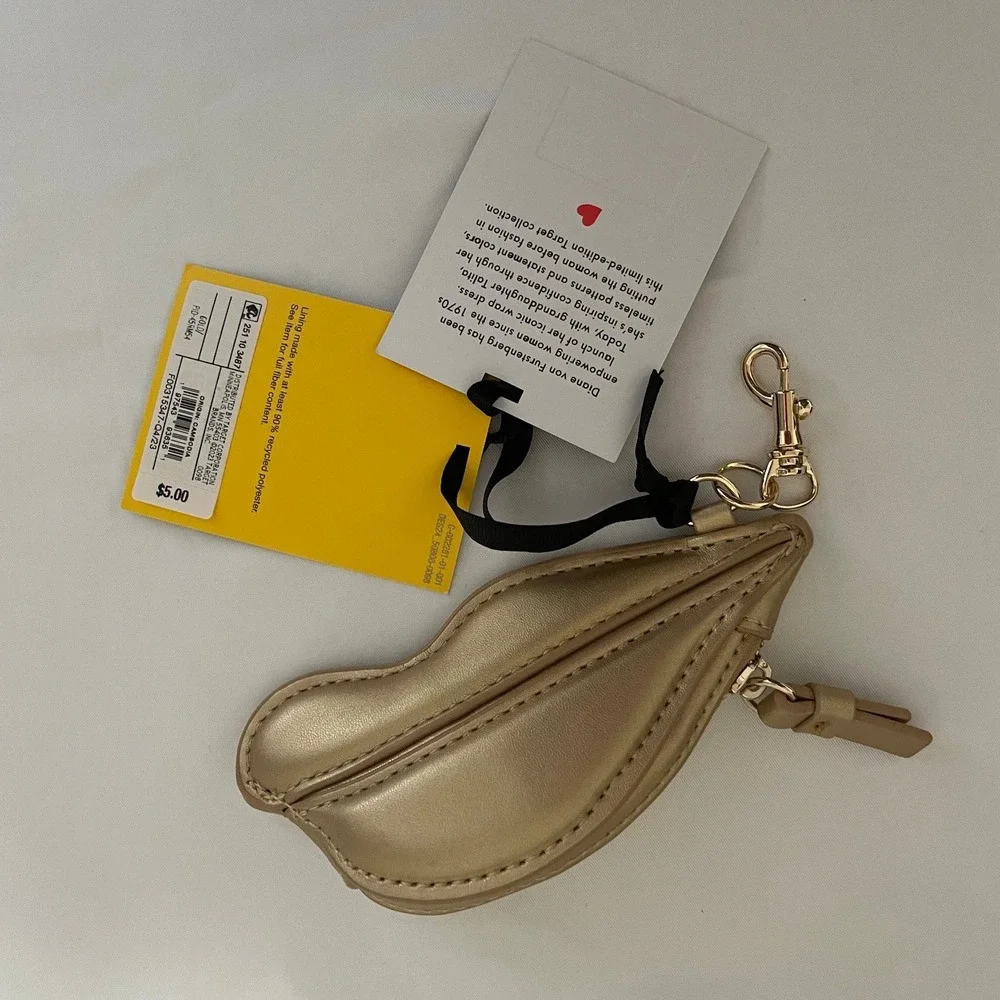 Diane‎ von Furstenberg for Target Gold Lip Coin Purse Bag Charm NWT Ltd Ed #634